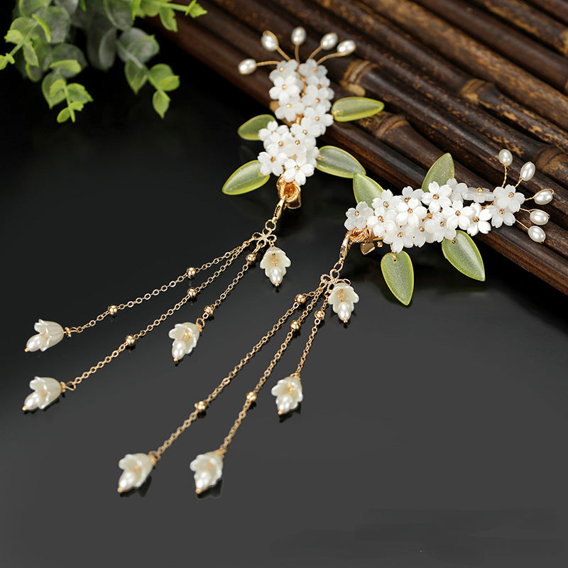 Women's Tassel Clip Antique Style Lily Of The Valley Hair Accessories