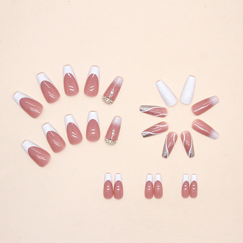 Mid-length White French Nail Sticker