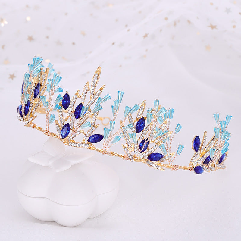 Women's Alloy Blue Crystal Crown Headband