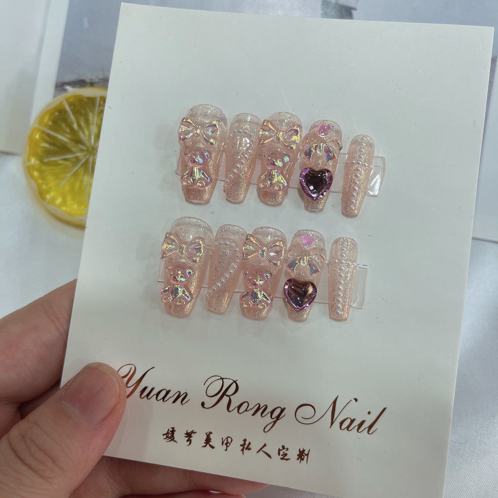 Yuan Rong Nail Heavy Industry Laser Bear Sweet Cool Wearable Nail Art