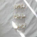 Hair Comb Ceramic White Flowers