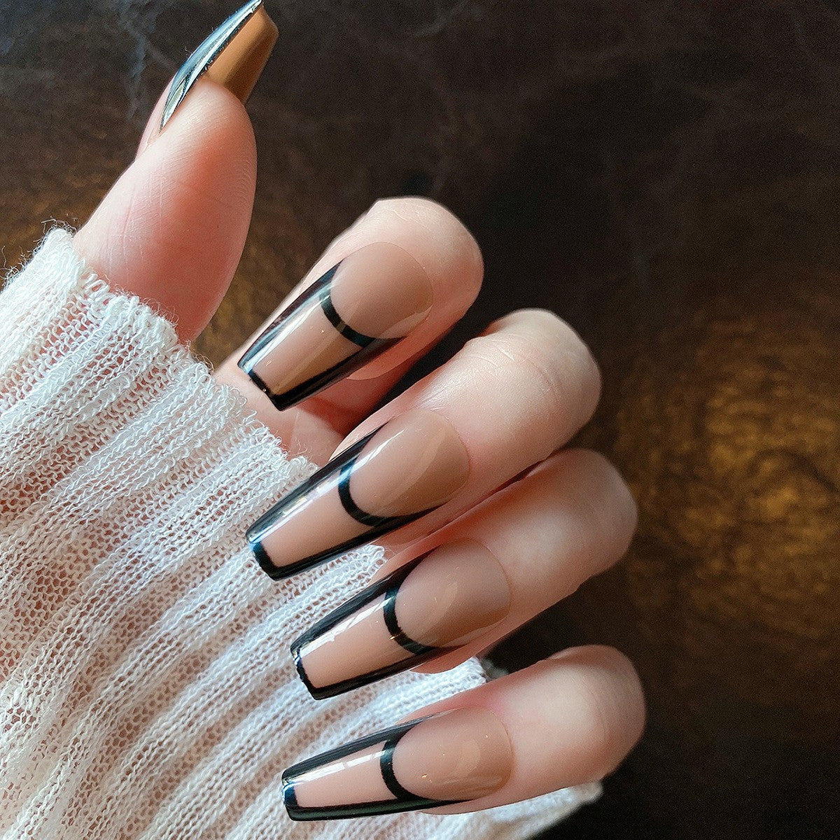 Marlly Canner Almond Wear Nail Simple Frosted Glossy Fake Nail Tip