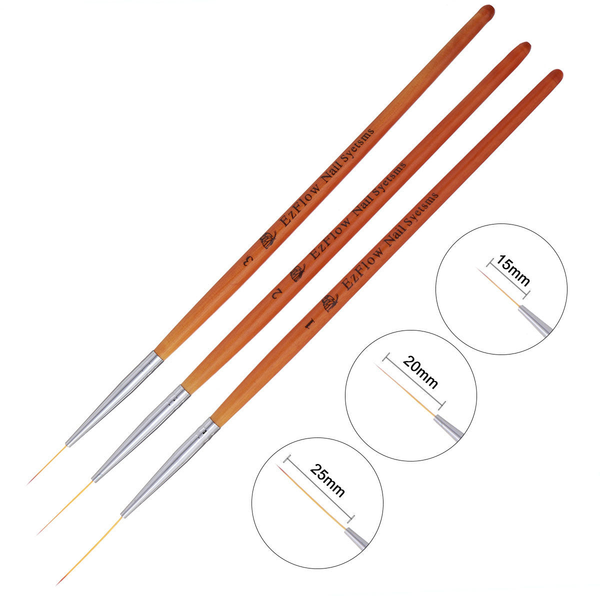 EZFlow Log Three Painted Nail Art Brush Tool