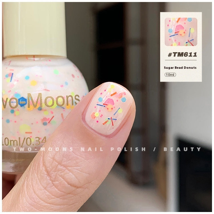 Two-Moons Pure Color Sequins Nail Polish Baking-free And Tear-free
