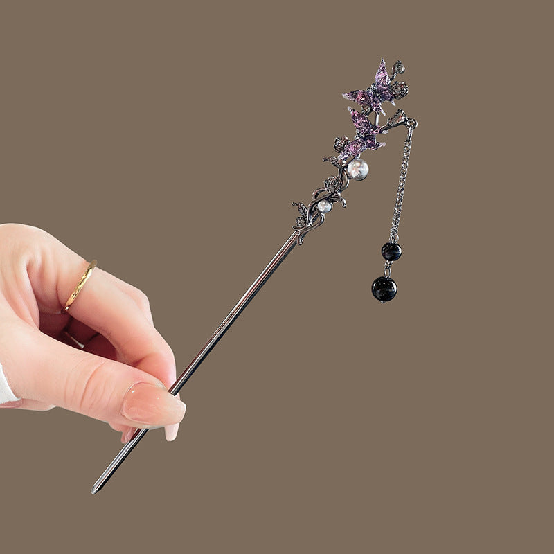 Four Seasons National Style Green Leaf Tassel Ancient Style Han Chinese Clothing Hairpin