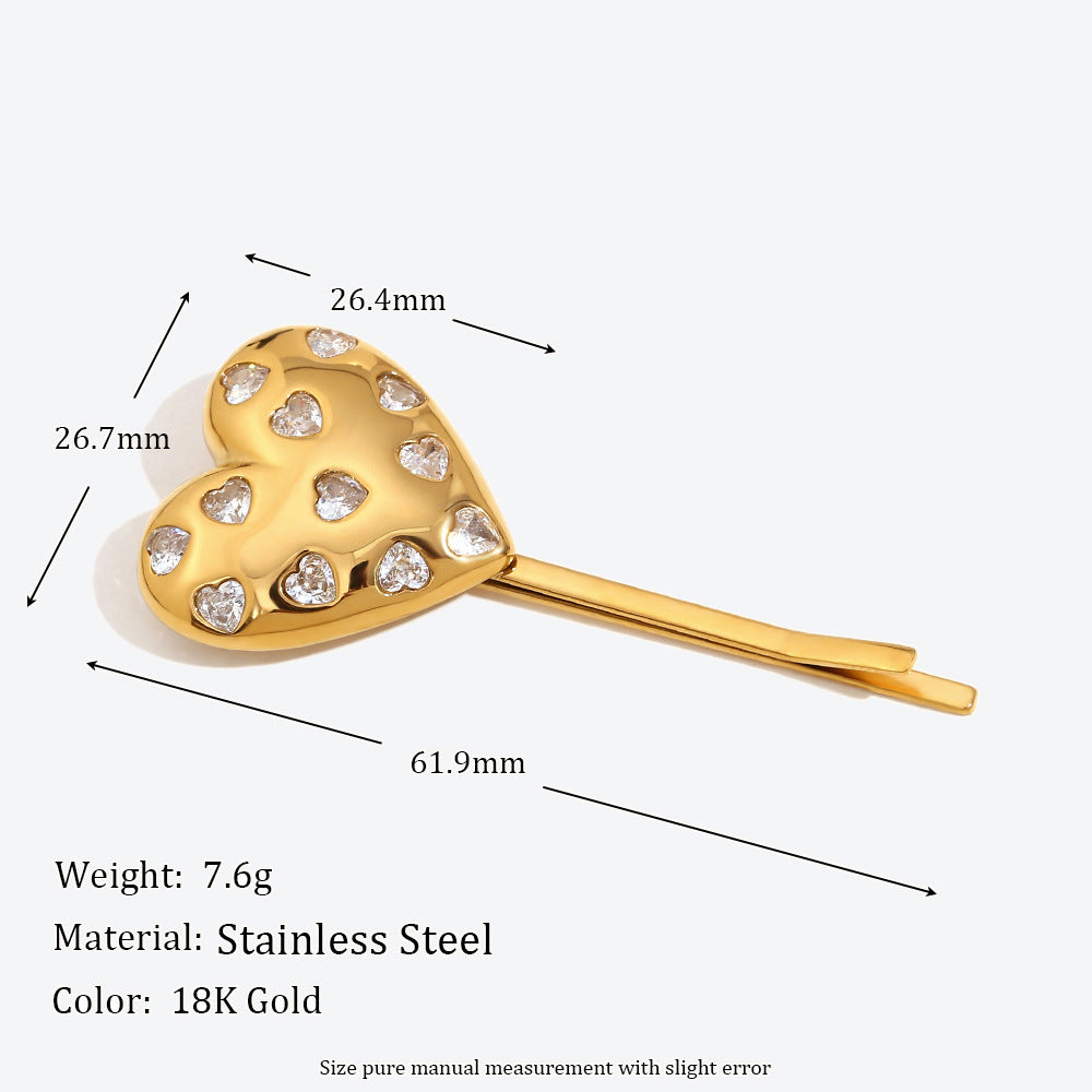Hair Accessories Stainless Steel Plated 18K Gold Body Love Heart
