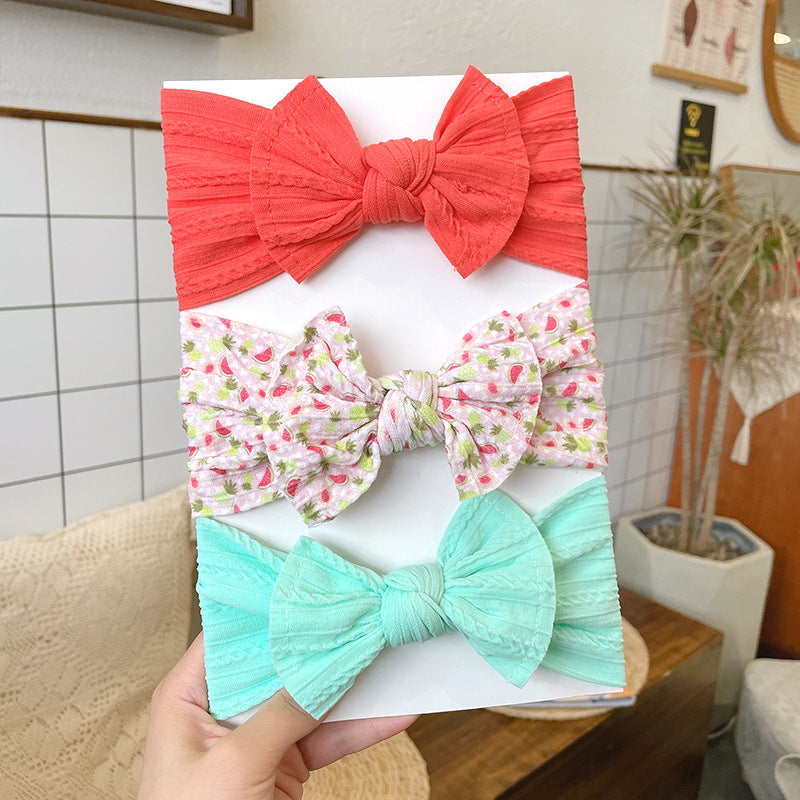 European And American Soft Jacquard Wide Bow Elastic Headband