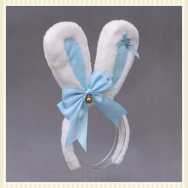 Lolita Animal Ears Accessories Diamond Bowknot Plush Rabbit Ears Headband