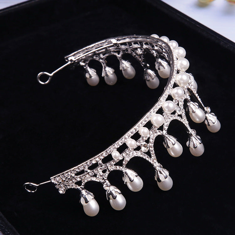 Bridal Crown Tiara Rhinestone Pearl Korean Wedding