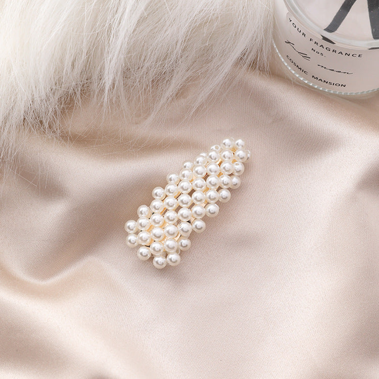 Pearl hairpin simple and practical personality triangle side clip