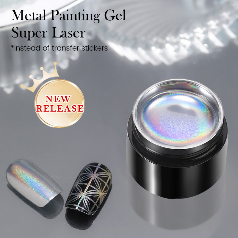 Born Pretty Mirror High-density Hook Line Embellishment Flower Metal Silver Wear-resistant Nail Hand-painted Glue