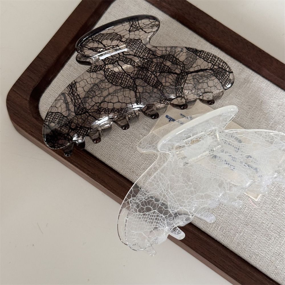 New Elegant Lace Acetate French-Style Retro Shark Clip For Women