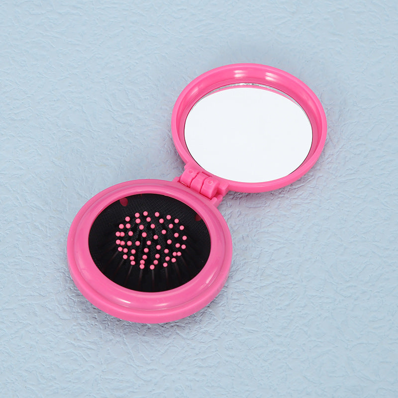 Macaron Mini 2-in-1 Folding Mirror Noodle Comb Airbag Comb