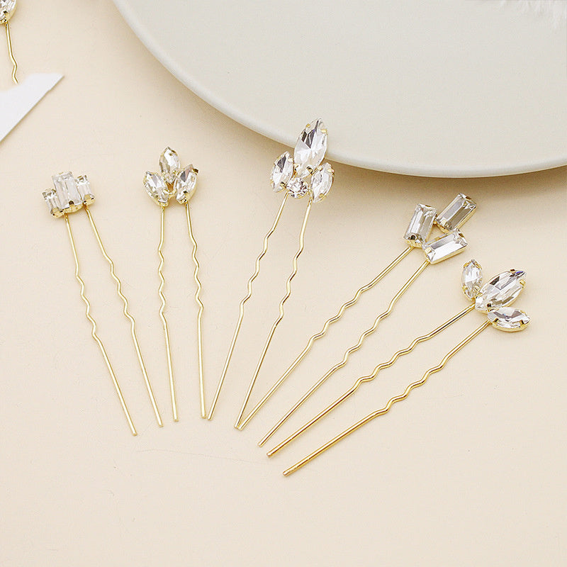 Horse Eye Rhinestone Plate Hairpin Wedding Tiara