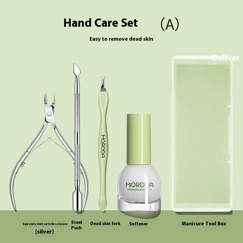 Mordda Nail Care Full Set Cuticle Nipper Steel Push Rub Polishing