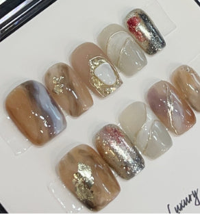 Arisa Nail Maillard Color Blooming Handmade Wear Light Luxury Handmade High Quality Nail Tip