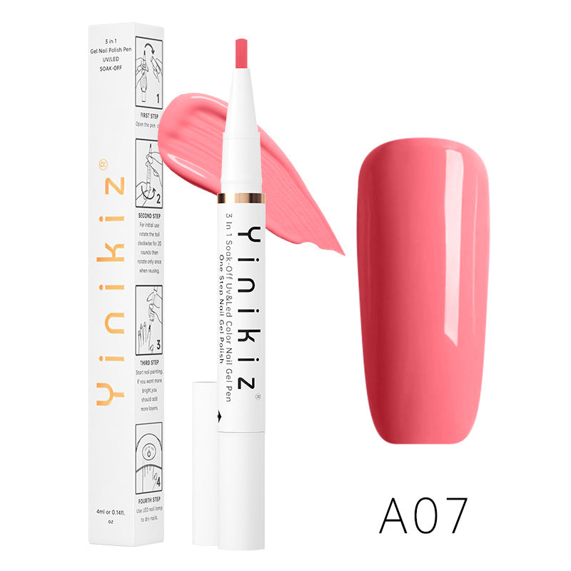 Yinikiz One-Step Glue Lazy Pen White Three-in-one UV Polish Convenient And Fast Beginner Manicure