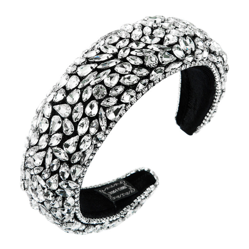 Irregular Rhinestone Wide Brim Thick Sponge Hair Accessories