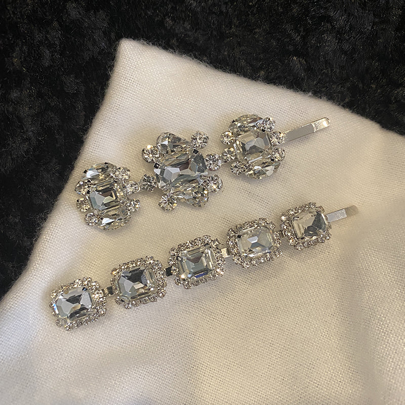 Rhinestone One-word Hairpin Side Chuck Clip