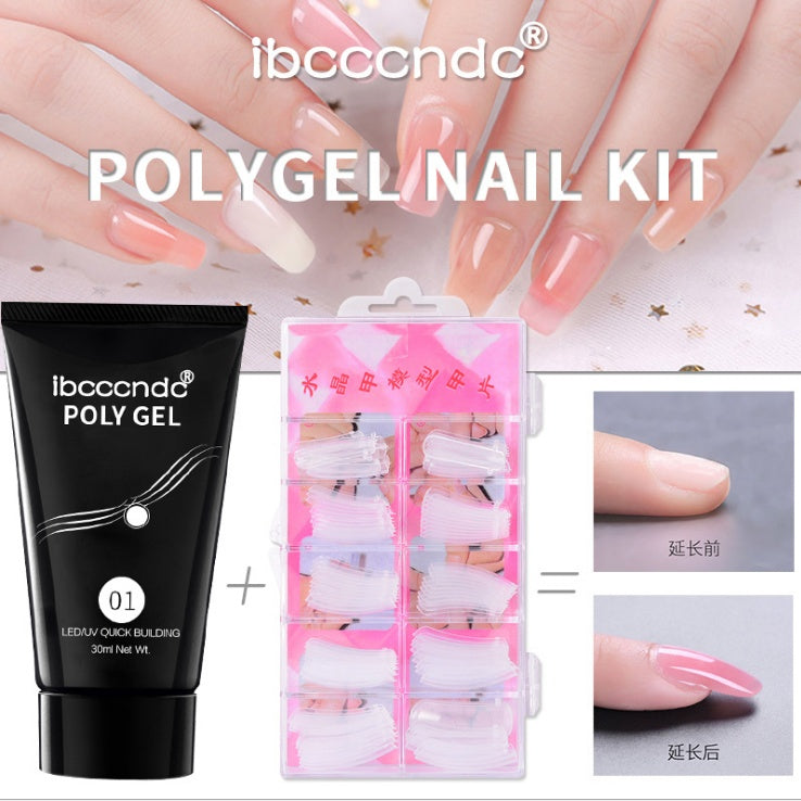 Ibcccndc Cross-border Solid-state Extension Glue Matching Piece A Crystal Transparent False Nail 100 Piece Box Nail Extension Glue