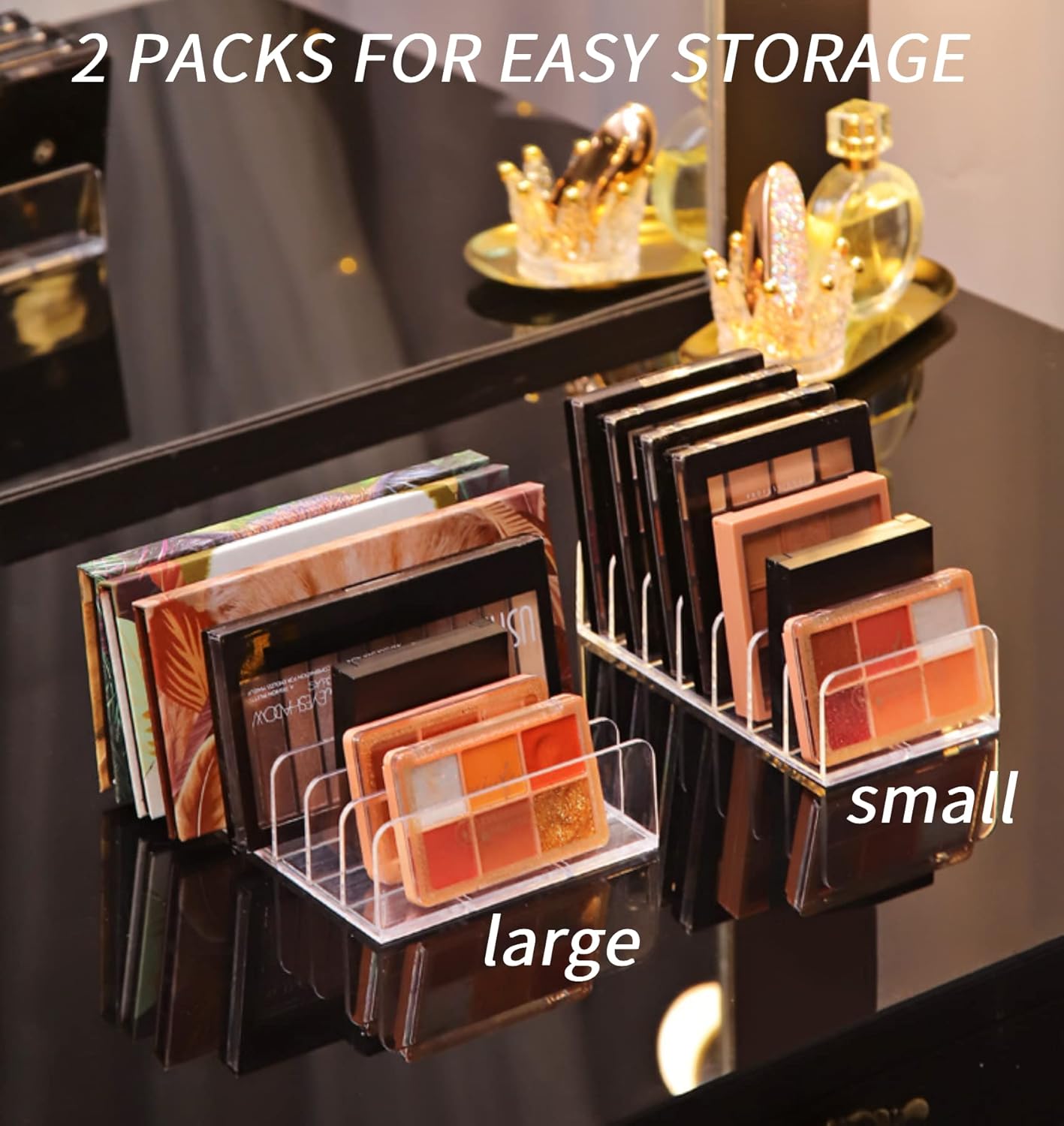 Beezan Acrylic Eyeshadow Palette Organizer - 7-Section Cosmetic Storage Box For Makeup, Sunglasses & Blush Kits 2 Sizes, Clear