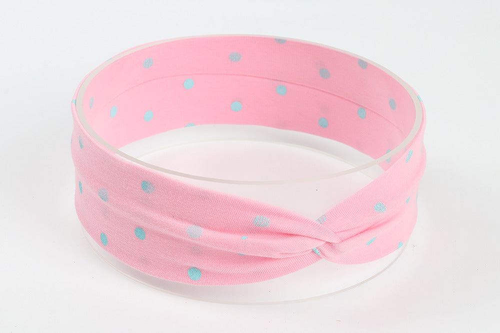 European And American Cute Dotted Prints Cross Babies' Headwear Cotton Cloth Children's Headband