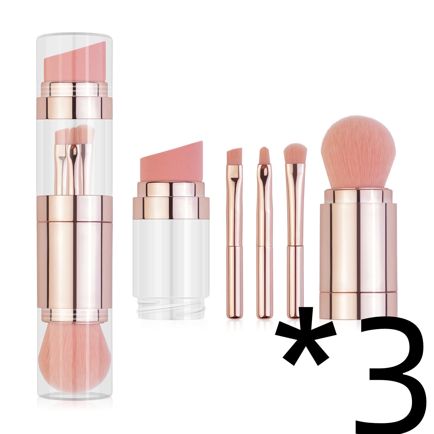 5-in-1 Makeup Brushes Multifunctional Portable Foundation Eyeshadow Puff Powder Maquillaje Cosmetic With Brush Cleaning Bowl