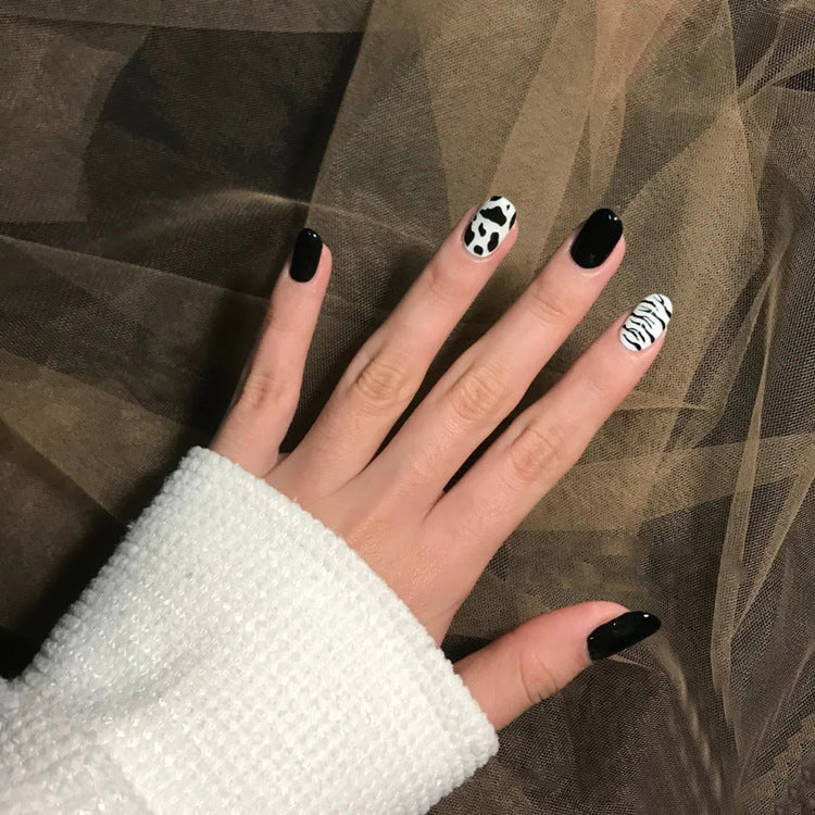 Fake Nail Patch Finished Nail Sticker Nail Sticker Black And White
