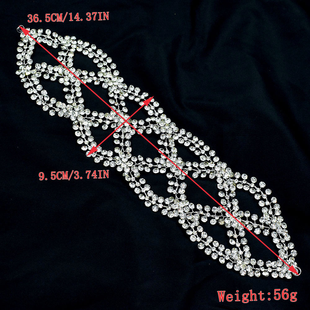 Bridal Mesh Rhinestone Cross S-Bend Handmade Tiara Shape