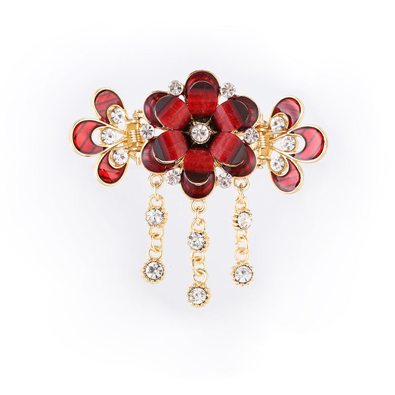Vintage Plate Back Head Fringe Clip