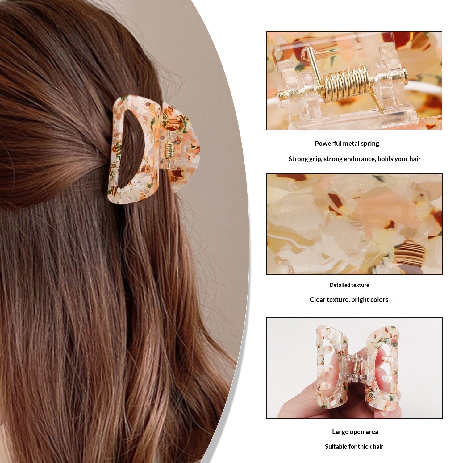 Retro Gradient Simple Hair Clip Shark Clip