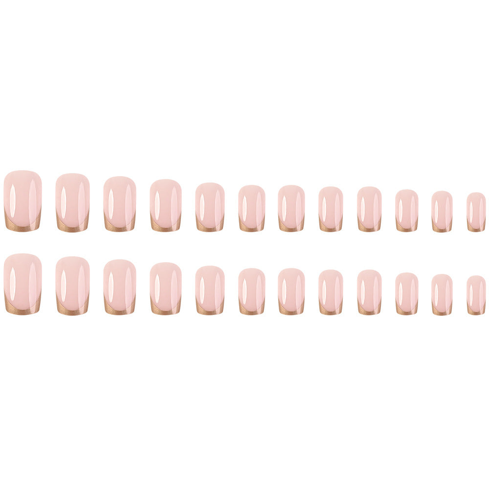 Simple Golden Trim French Nail Tips Wearable Fake Nail Patch Nails