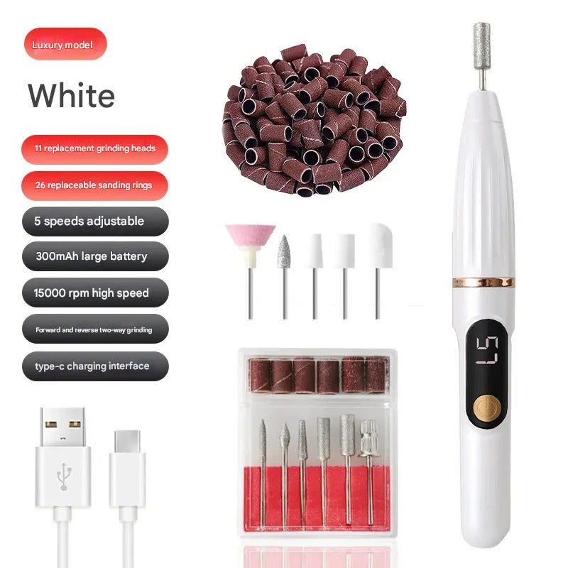Electric Nail File Compact Nail Removal Tool Portable LCD Electric Nail Clipper Electric Nail Buffer