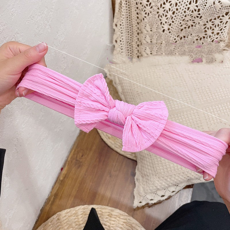 European And American Soft Jacquard Wide Bow Elastic Headband