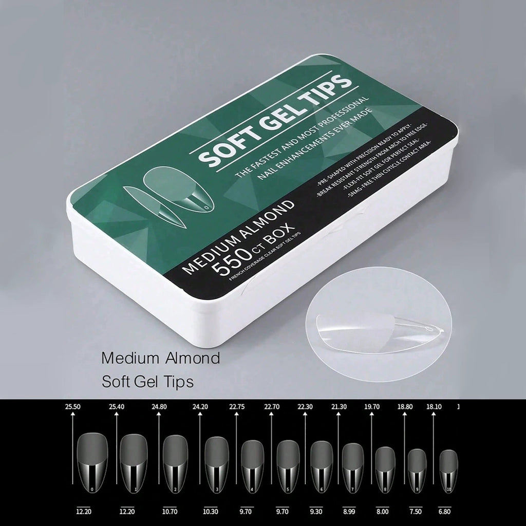 Porcelain White Box 550 Pieces Ultra-thin Seamless Frosted Nail Tips