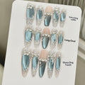Ice-transparent Blue Crystal Cat-eye Pearl Whitening Nail Stickers