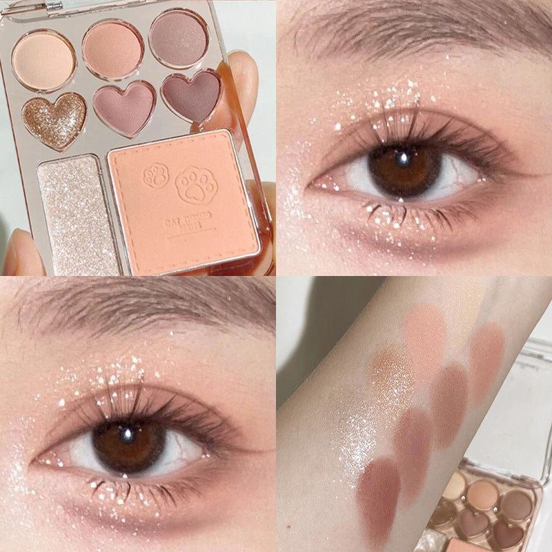 Tingphe Heart Eye Shadow Plate Beads Matte Blush Highlight Integrated