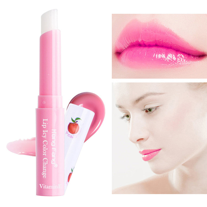 Peach color changing lip balm