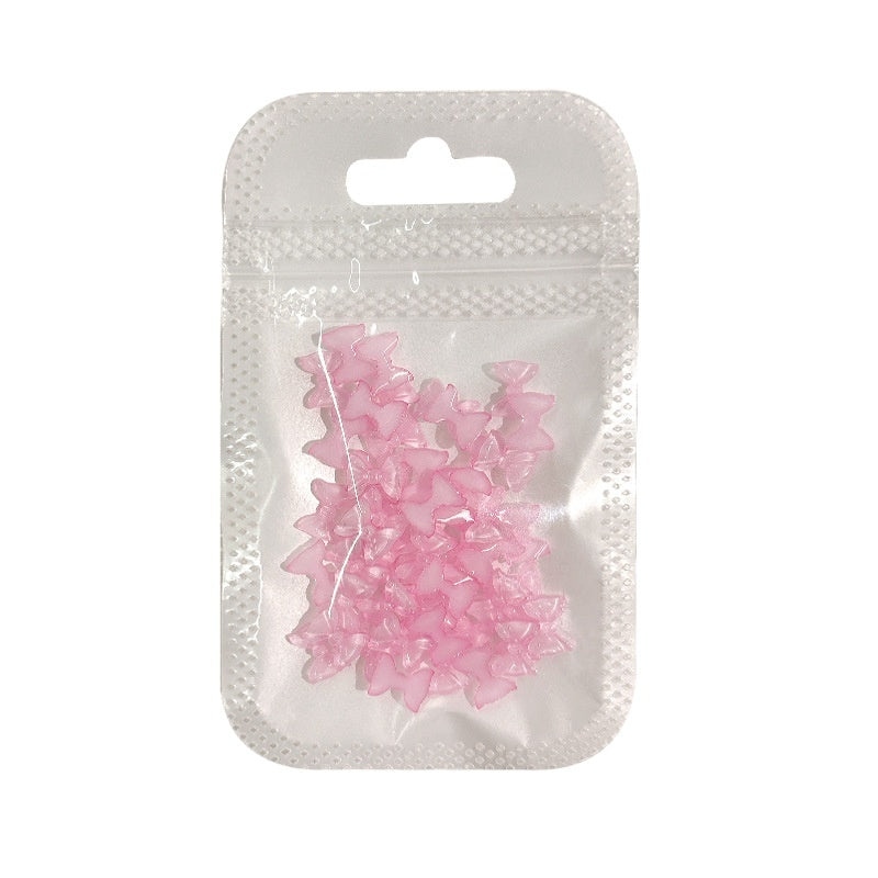 50-piece Ice-Transparent Bow Tie Resin Nail Art Accessories