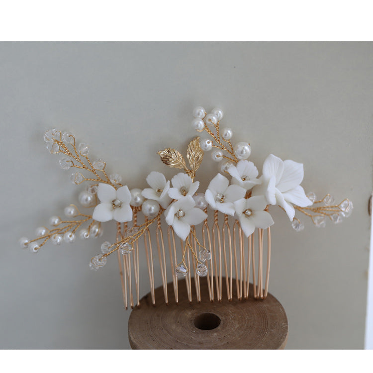 Hard Porcelain Floral Bridal Hair Comb