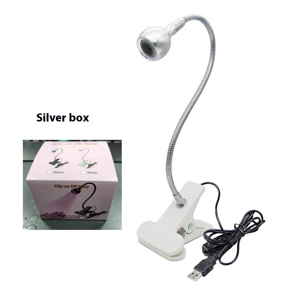 Gooseneck Hot Lamp USB Table Lamp With Clamp Nail Polish UV Glue Curing Black Light Bulb
