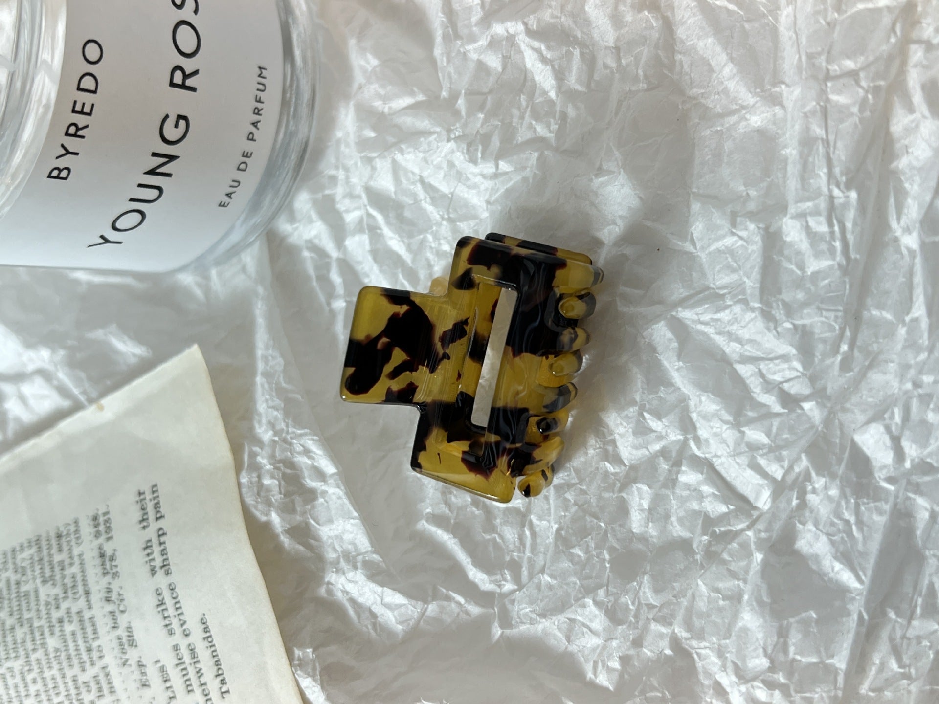 Leopard Print Checkerboard Square Small Hairclip Women