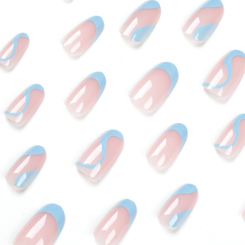 French Blue Wave Nail Sticker Finished Detachable