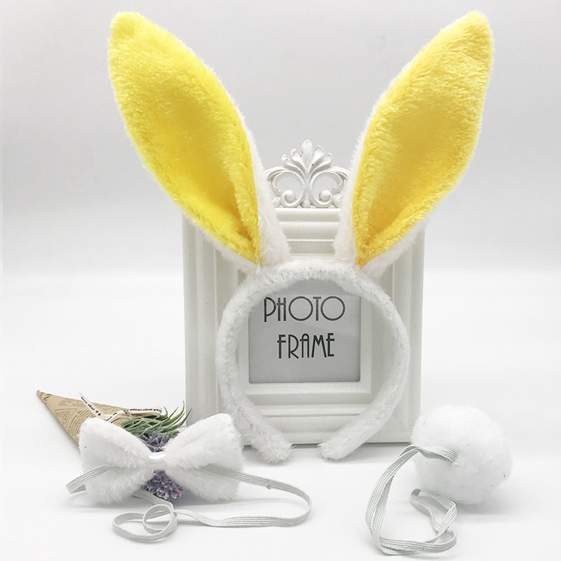 Children's Day Performance Animal Rabbit Ear Hairpin Hair Band Rabbit Ear And Tail Bow Tie Three Piece Set