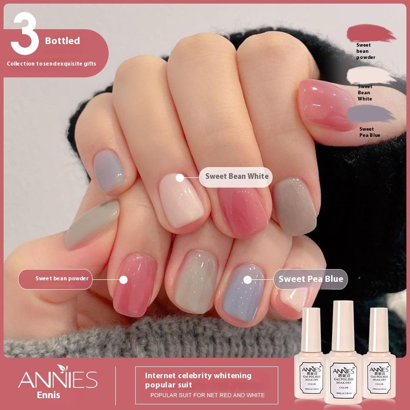 Annies Ennis Women's Three-color New Ice Jelly Nude Color Gel Nail Polish Suit