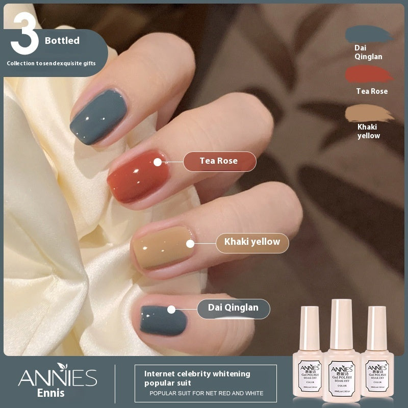 Annies Ennis Women's Three-color New Ice Jelly Nude Color Gel Nail Polish Suit