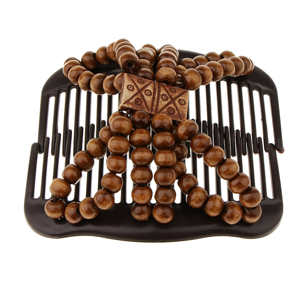 Faux wood double row hair comb