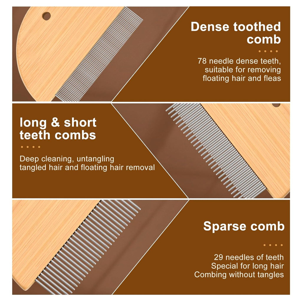 Flea Comb For Cats  Wooden Cat Comb Pet Comb With Rounded-Tip Teeth Tangles And Loose Fur Grooming Comb Tool For Cats Dogs And Rabbits Tangled Hair
