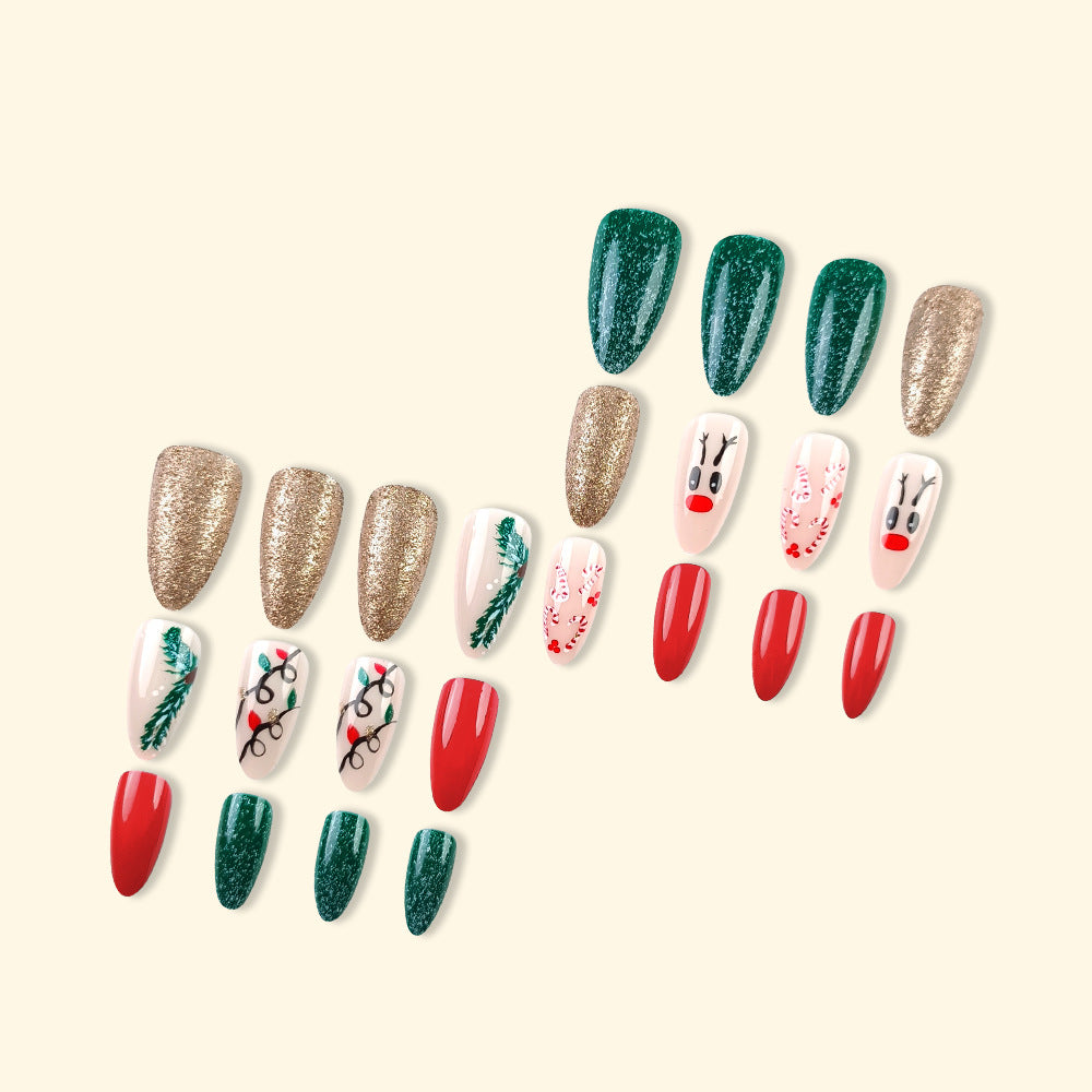 Christmas Wearable Candy Cane Elk Drop Shape Nail Sticker