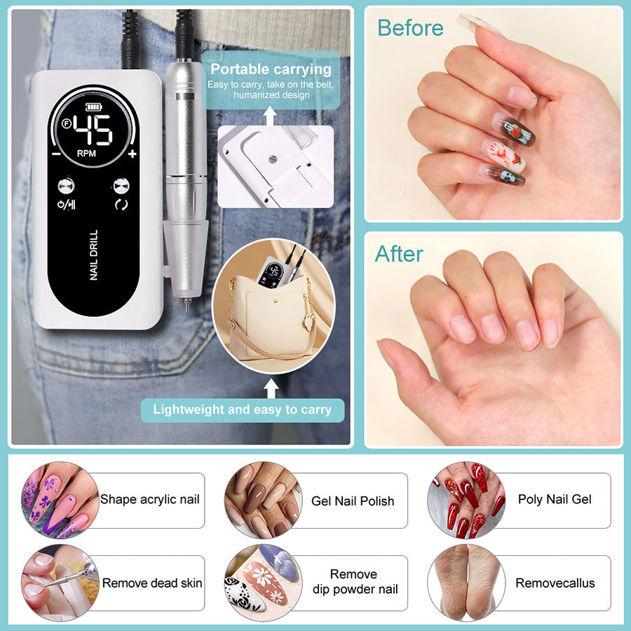 Nail Drill Grinding Machine V2 Electric Rechargeable Nail Grinding Machine Nail Art Tool Suit